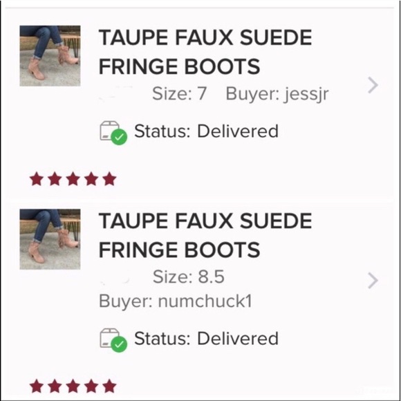 TAUPE FAUX SUEDE FRINGE BOOTS - Picture 6 of 6